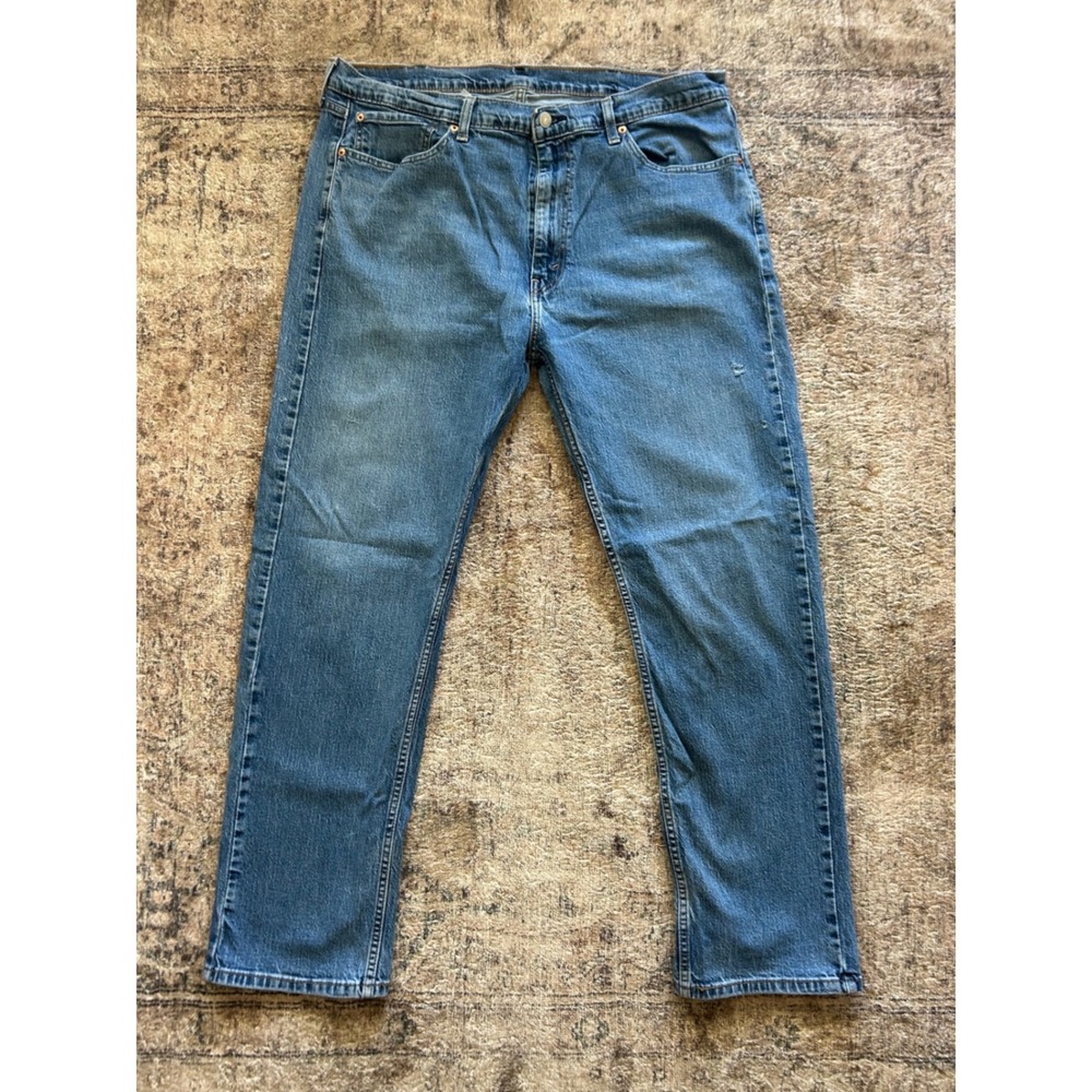 Levi's 505 Medium Wash Blue Jeans Mens 40x32 Cotton Blend Distressed